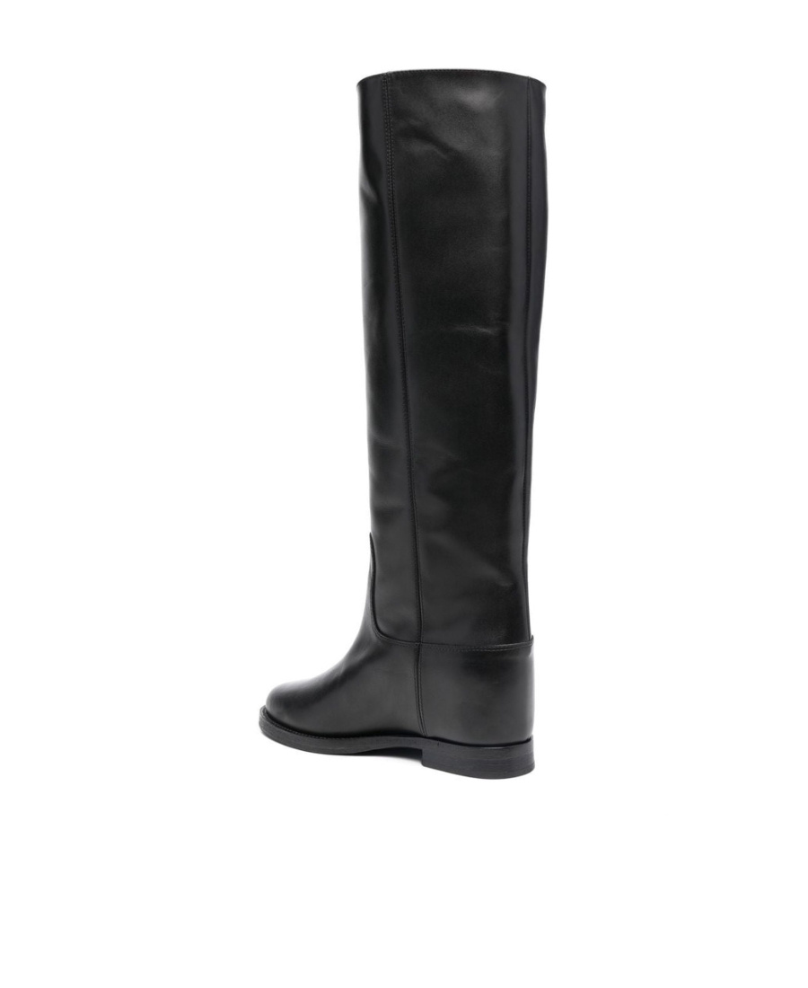 Via Roma 15 Logo Plaque Knee-length Boots In Black