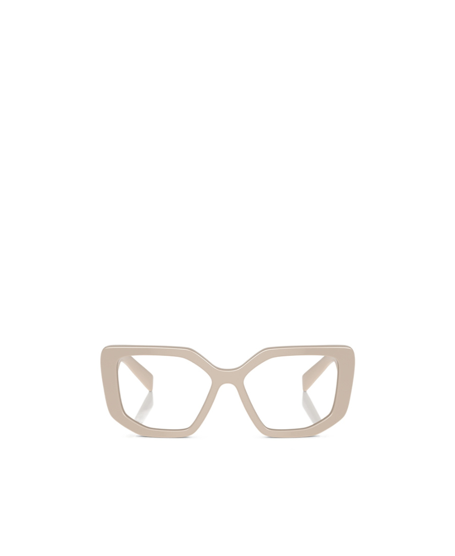 Prada Geometric-frame Logo Glasses In Nude