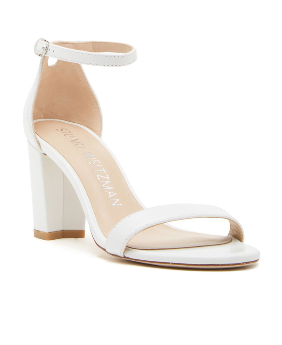 Stuart Weitzman Nearlynude 80mm Block-heel Sandals In White