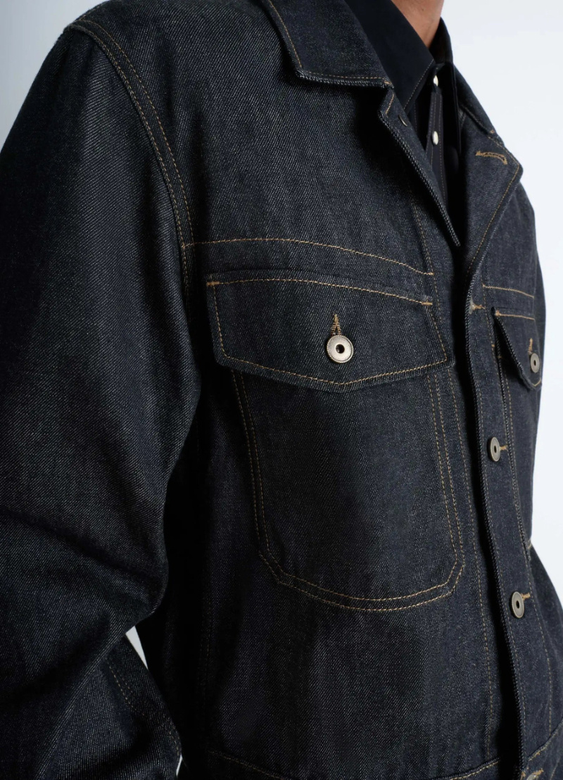 Lemaire Patch-pocket Denim Jacket In Gray