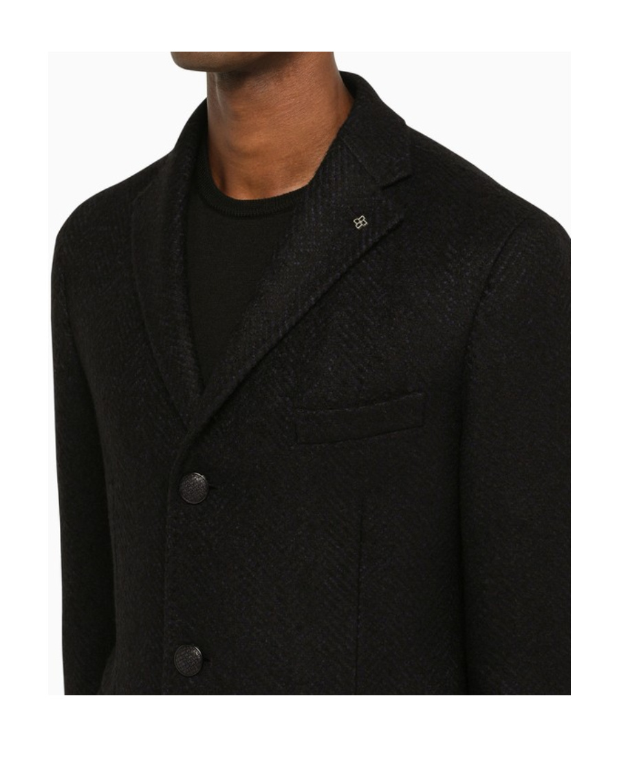 Tagliatore Long-sleeved Single-breasted Coat In Black