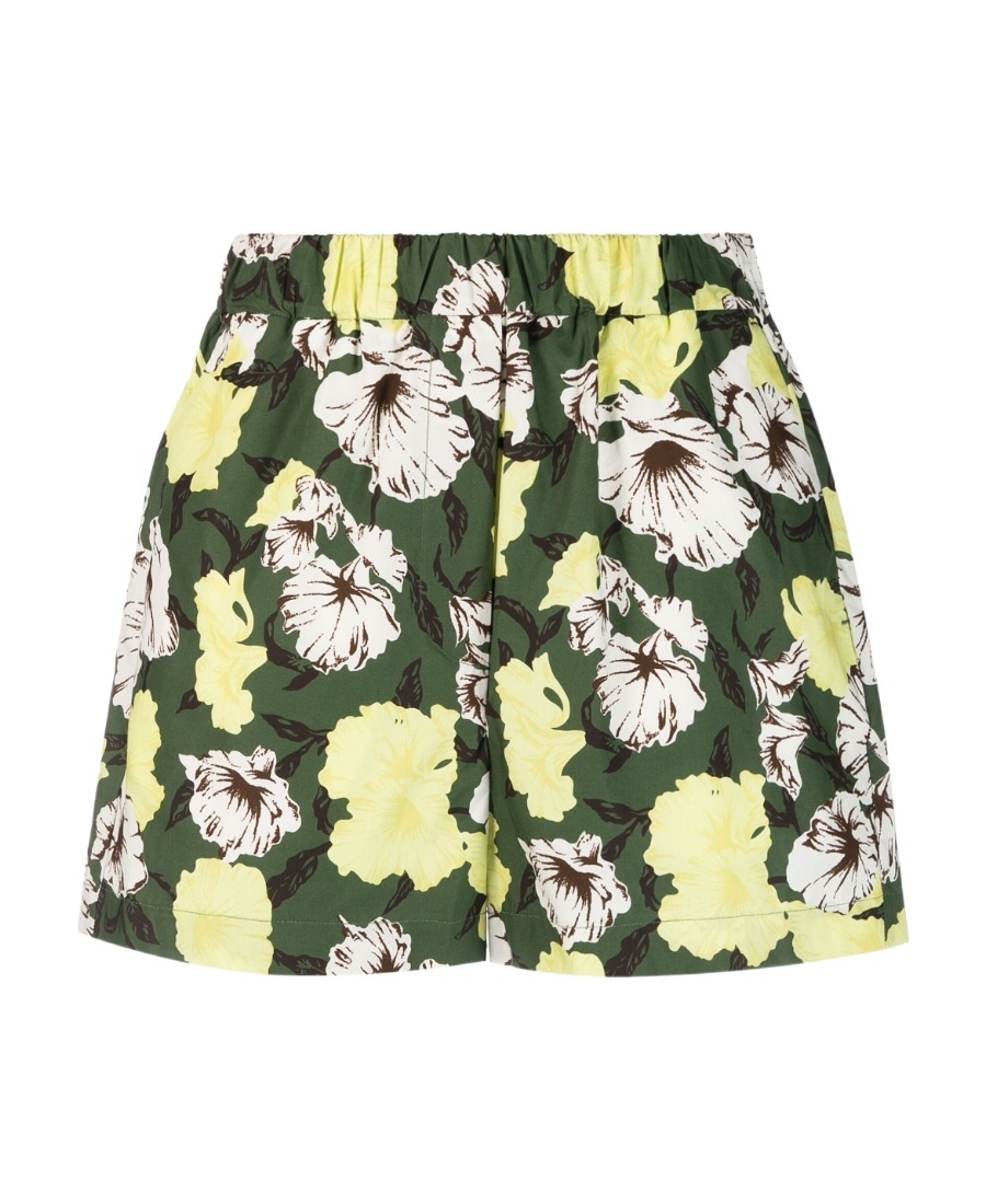 Msgm Cotton High-rise Floral Print Shorts In Green