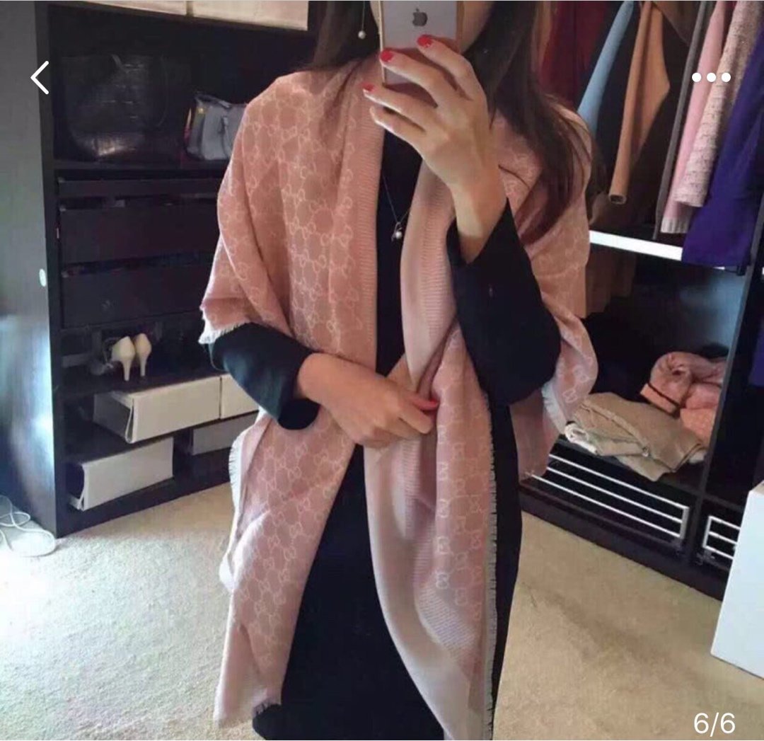 Gucci Double G Jacquard Scarf In Pink