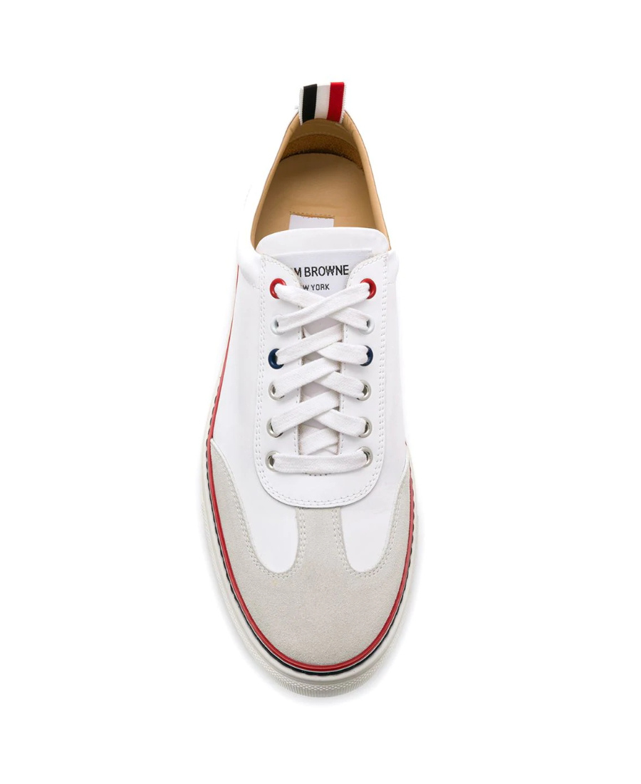 Thom Browne Low-top Leather Sneakers In White