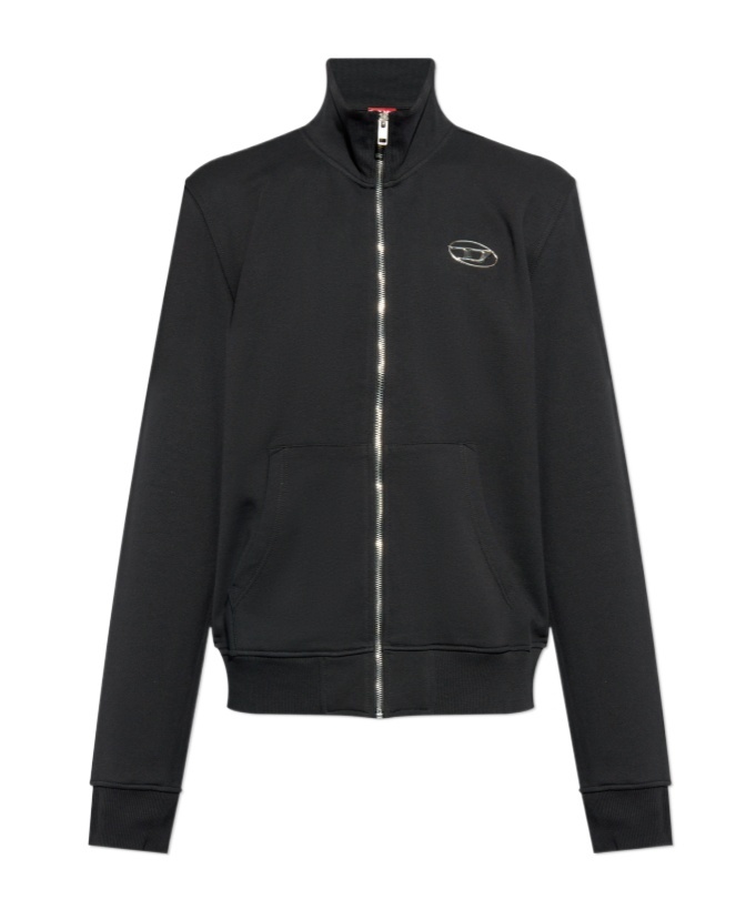 Diesel S-ginni Black Sweatshirt With High Neck And Logo Embroidery On The Front In Cotton Man In Black