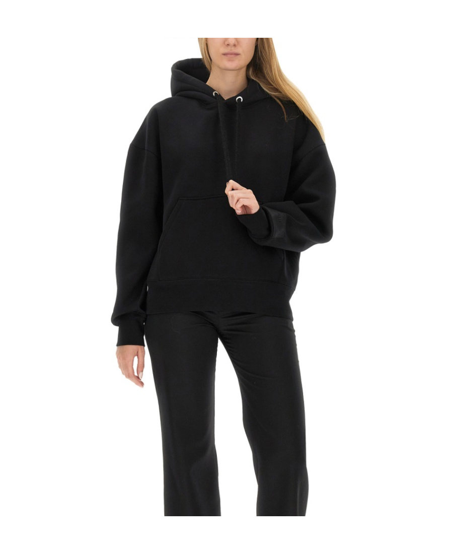Ami Alexandre Mattiussi Ami Paris Long-sleeved Drawstring Hoodie In Black