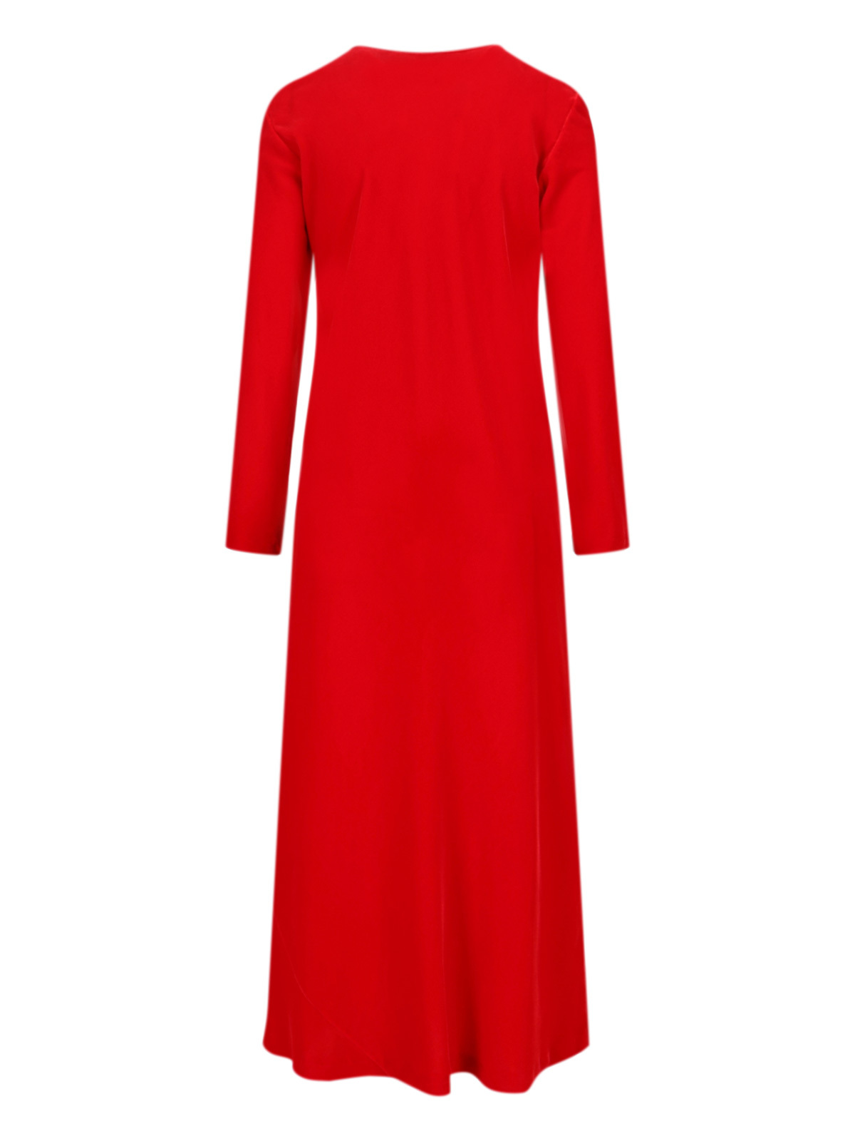 Aspesi Midi Dress With Round Neckline And Three-quarter Sleeves In Red