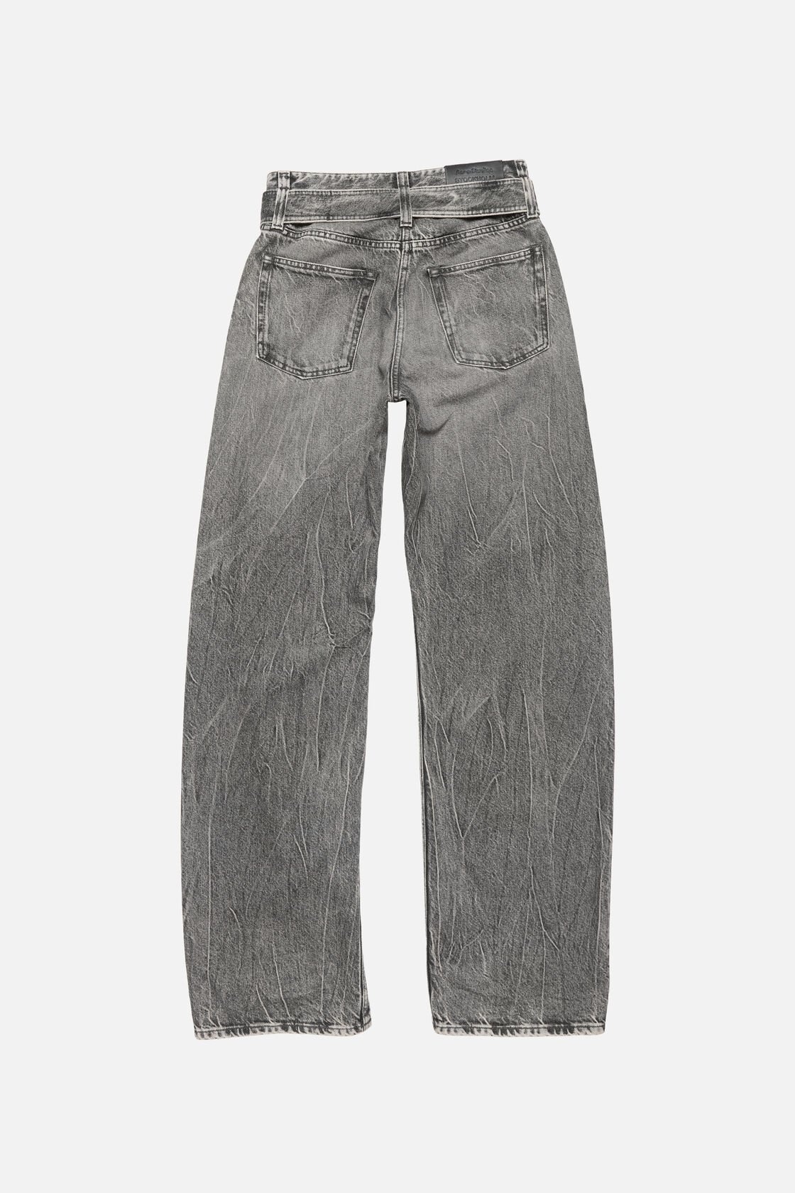 Acne Studios Womens Washed Black Belted Wide-leg Denim Jeans In Gray