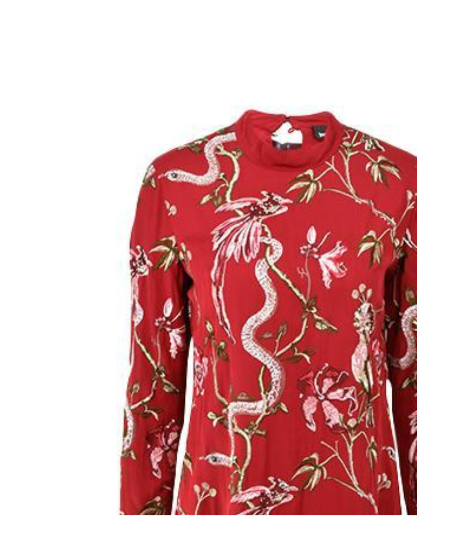 Shop Just Cavalli Flower-and-bird Embroidered Long-sleeved Dress In Red