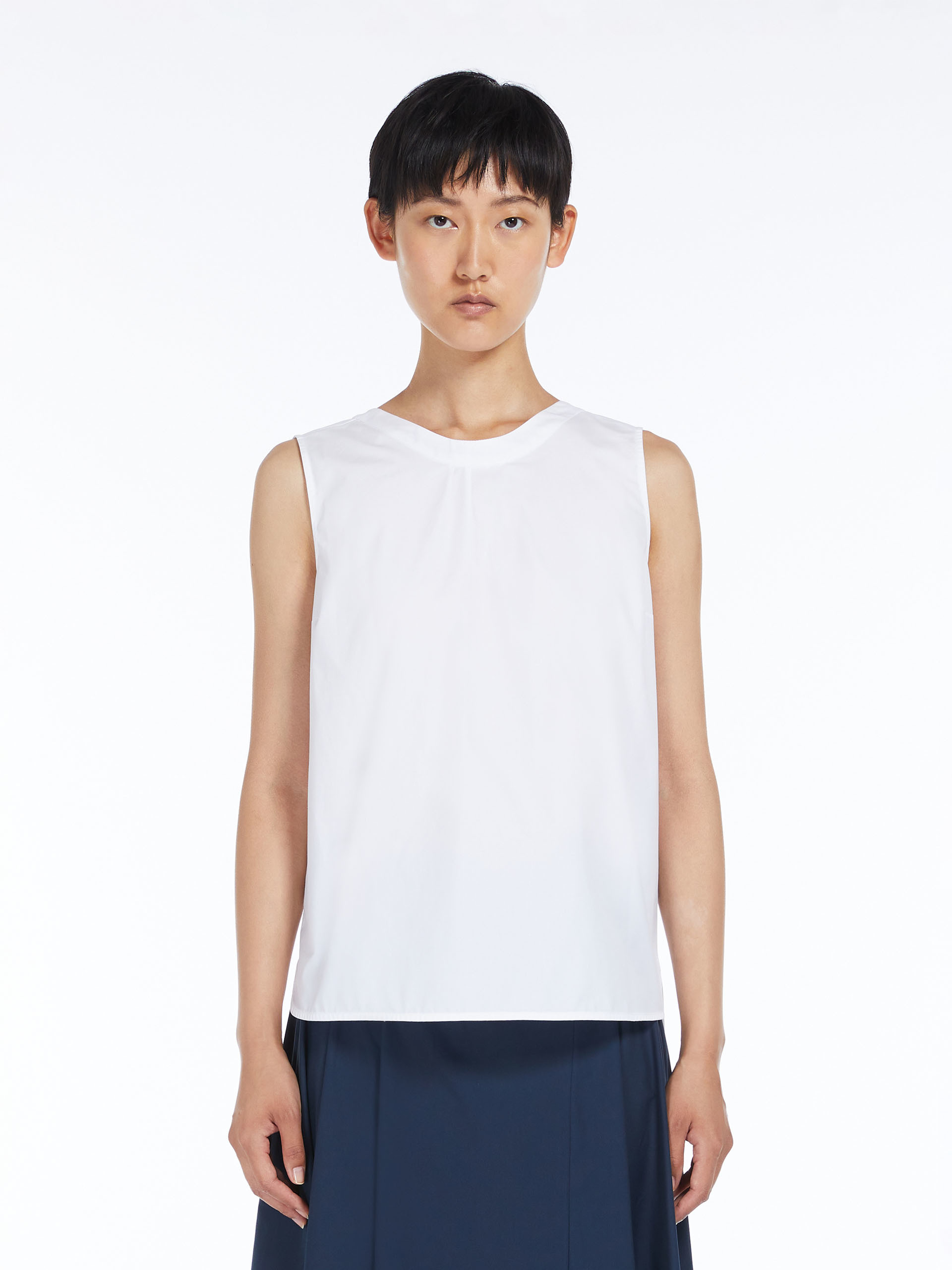 Max Mara Ofelia Sleeveless Poplin Top In White