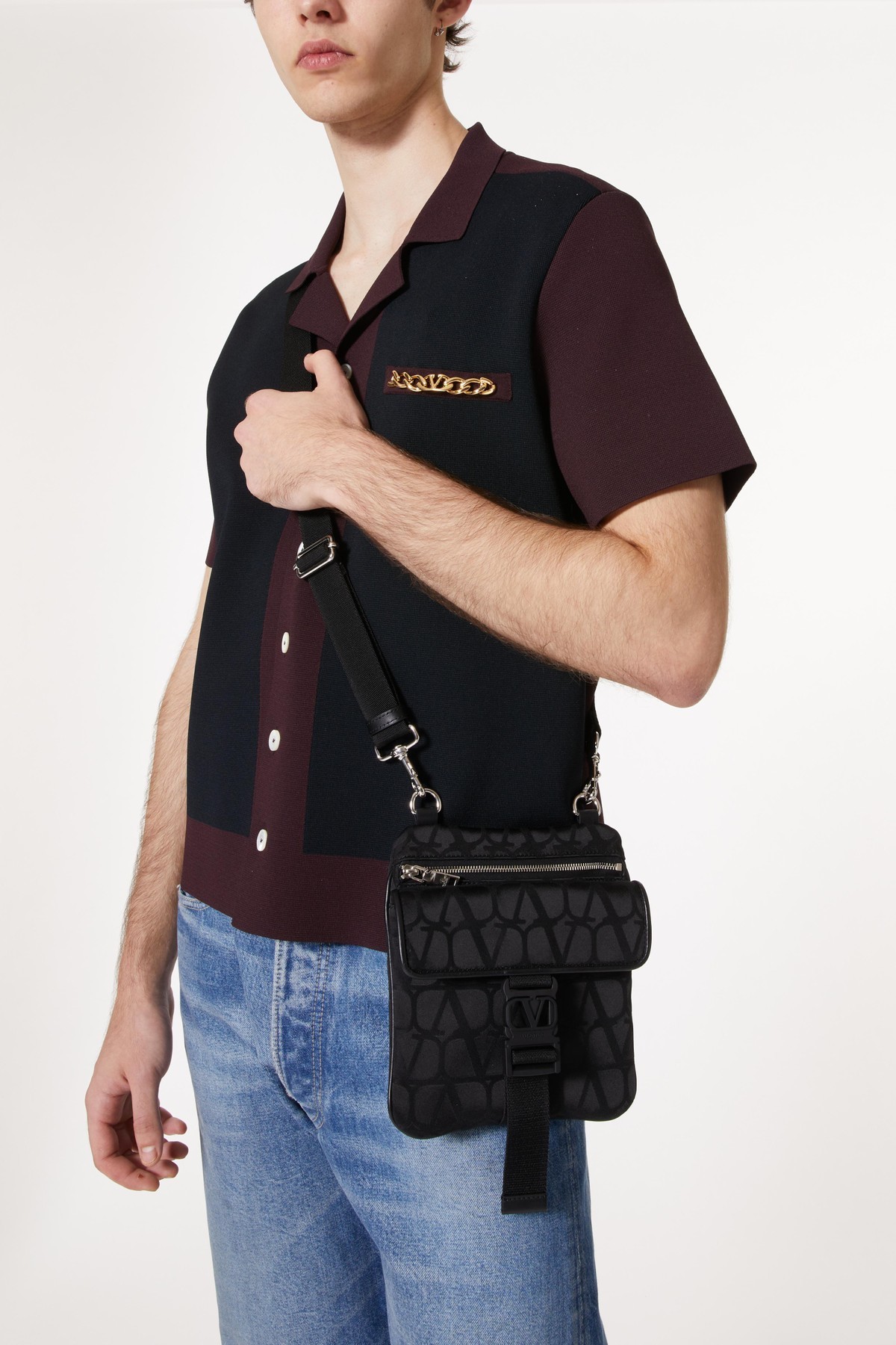 Valentino Toile Iconographe Messenger Bag In Black