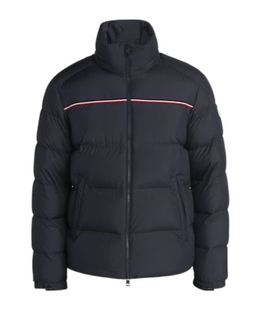 Moncler Puffer Jacket With High Collar And Quilted Design In Blue