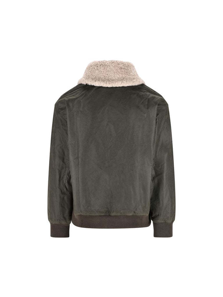 Barbour Womens Archive Olive Maxine Faux-fur-collar Waxed-cotton Jacket In Green