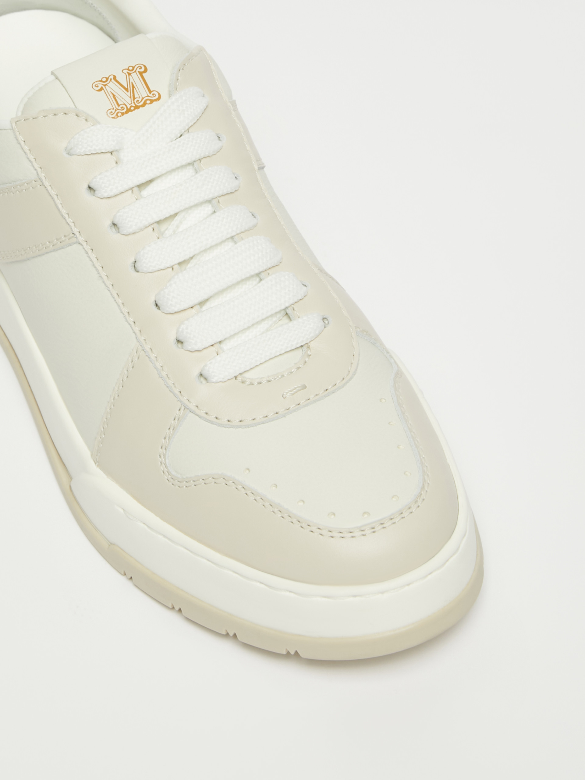 Max Mara Leather Sneakers In Neutral