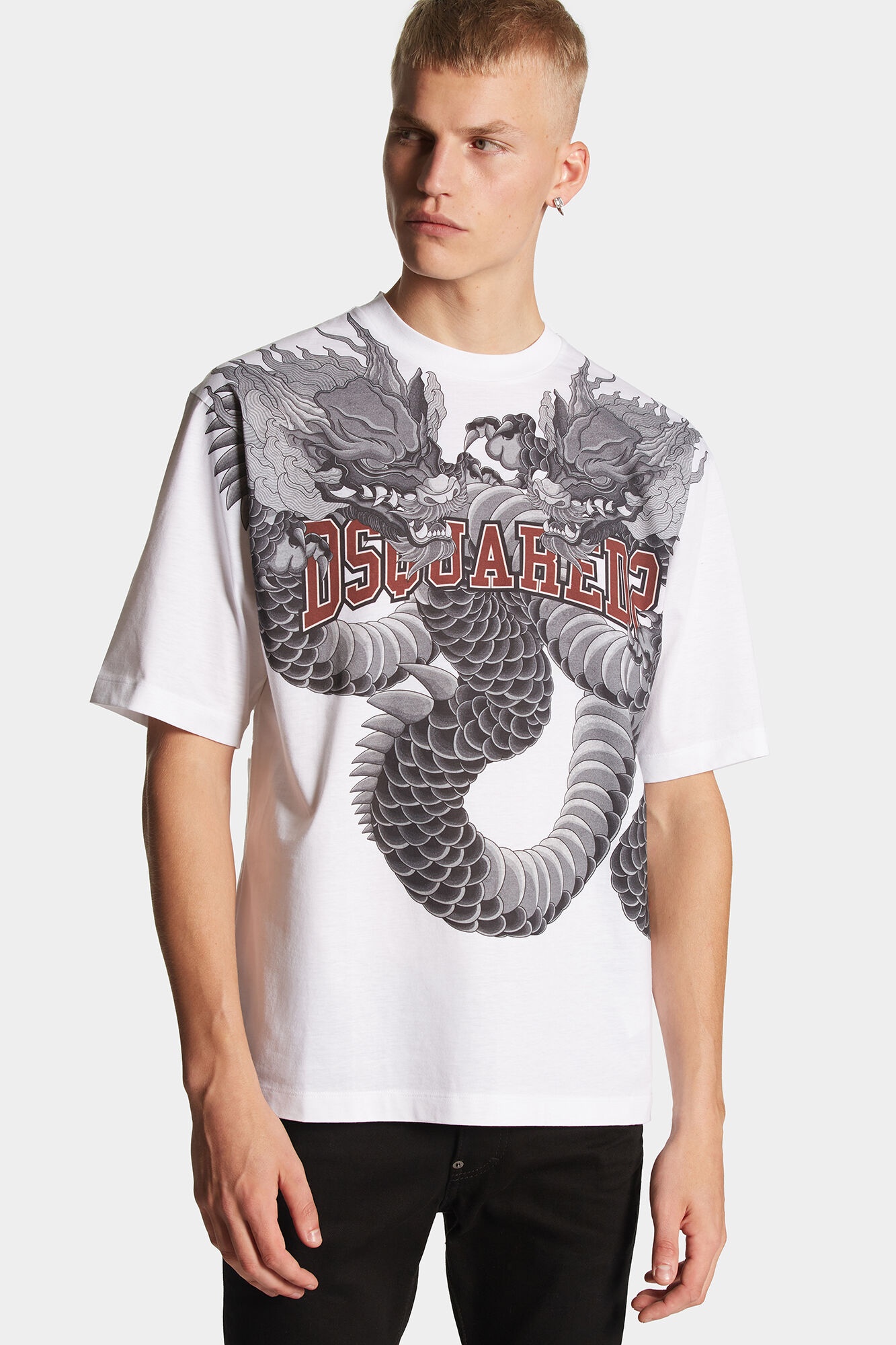 Dsquared2 Dragon-print Cotton T-shirt In White