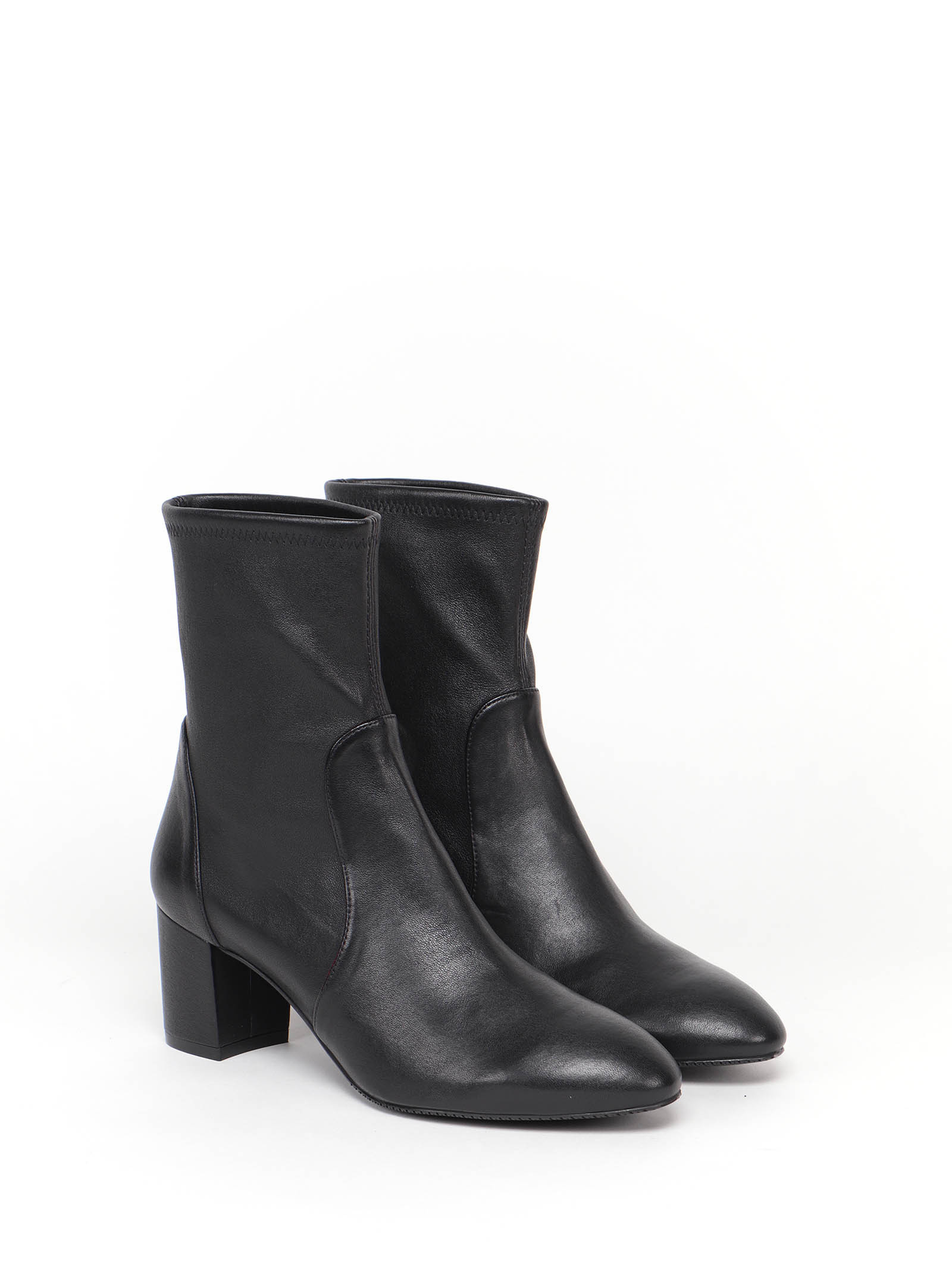 Stuart Weitzman Yuliana Stretch Leather Ankle Booties In Black