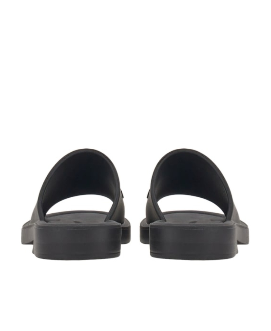 Ferragamo Crossover-strap Leather Slides In Black