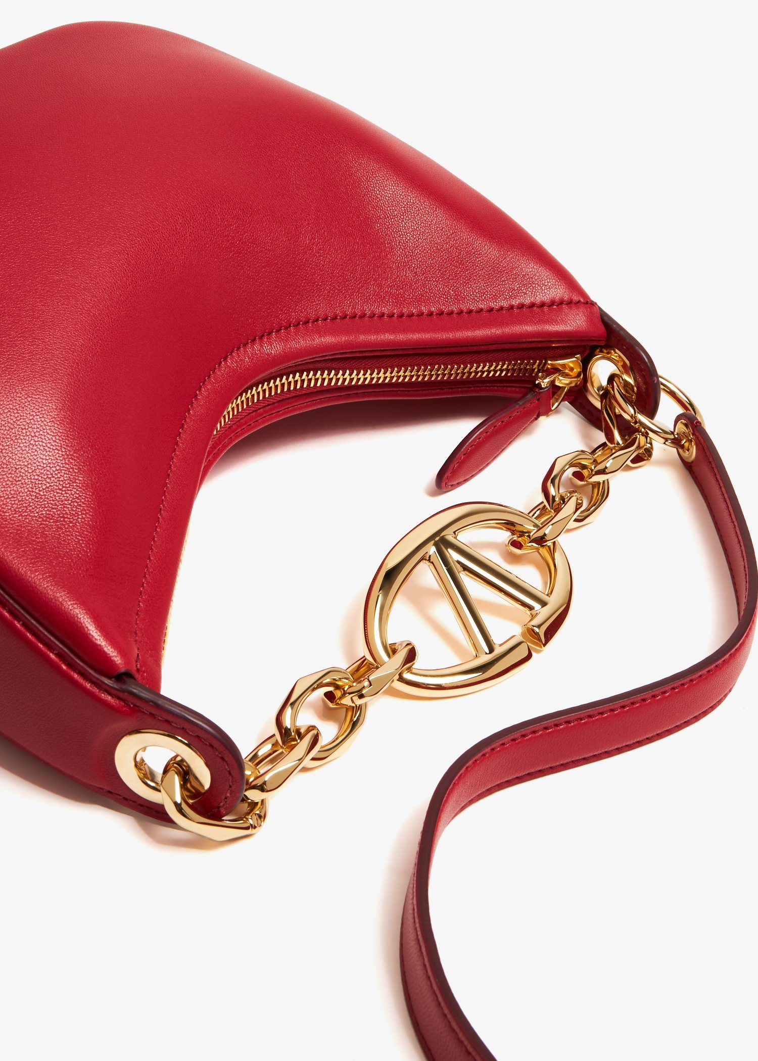 Valentino Mini Vlogo Moon Tote Bag In Red