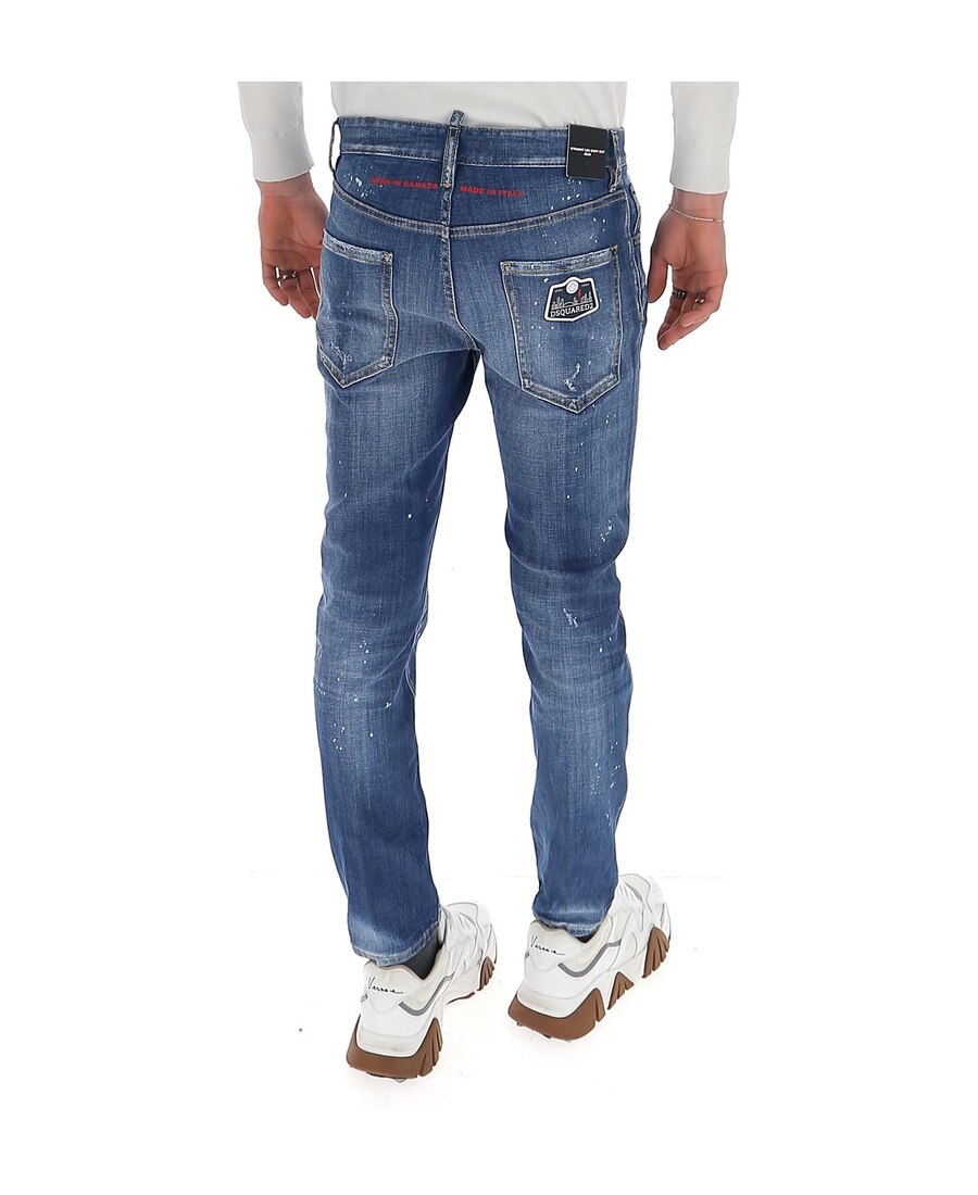 Shop Dsquared2 Ink Splashes Straight Jeans In Blue