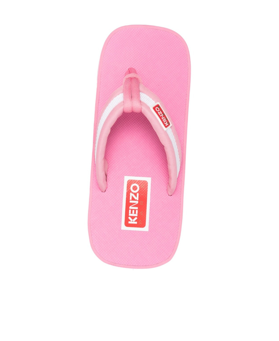 Kenzo Logo-patch Striped Flip Flops In Pink