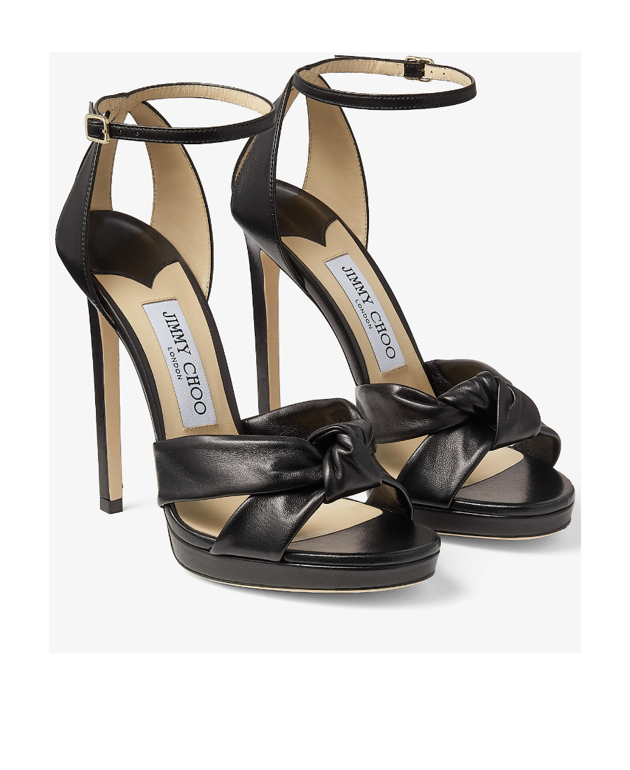 Jimmy Choo Rosie Knot Leather Ankle-strap Sandals In Black