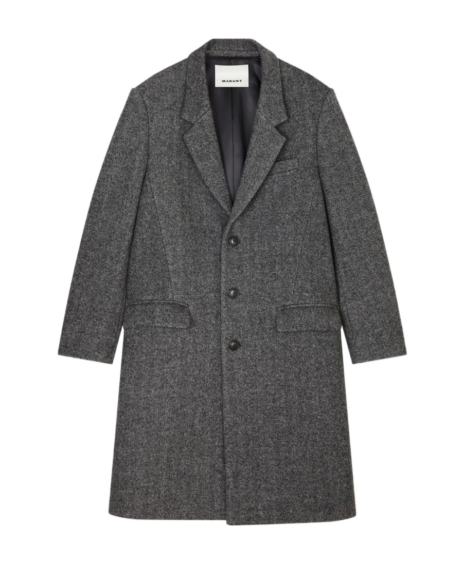 Isabel Marant Marant Johel Herringbone Coat In Black