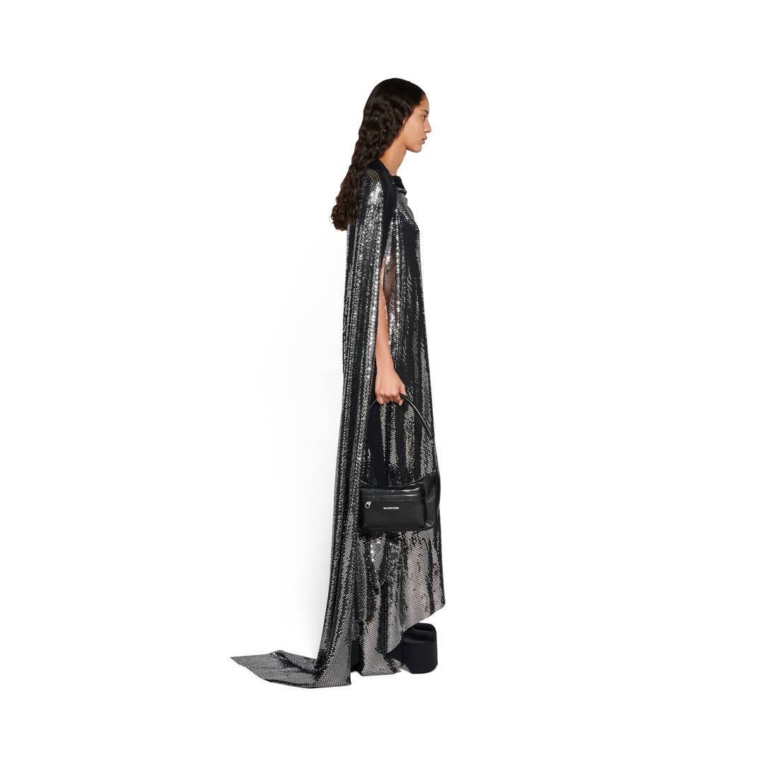 Balenciaga Draped Back Midi Dress With Metallic Effect In Black