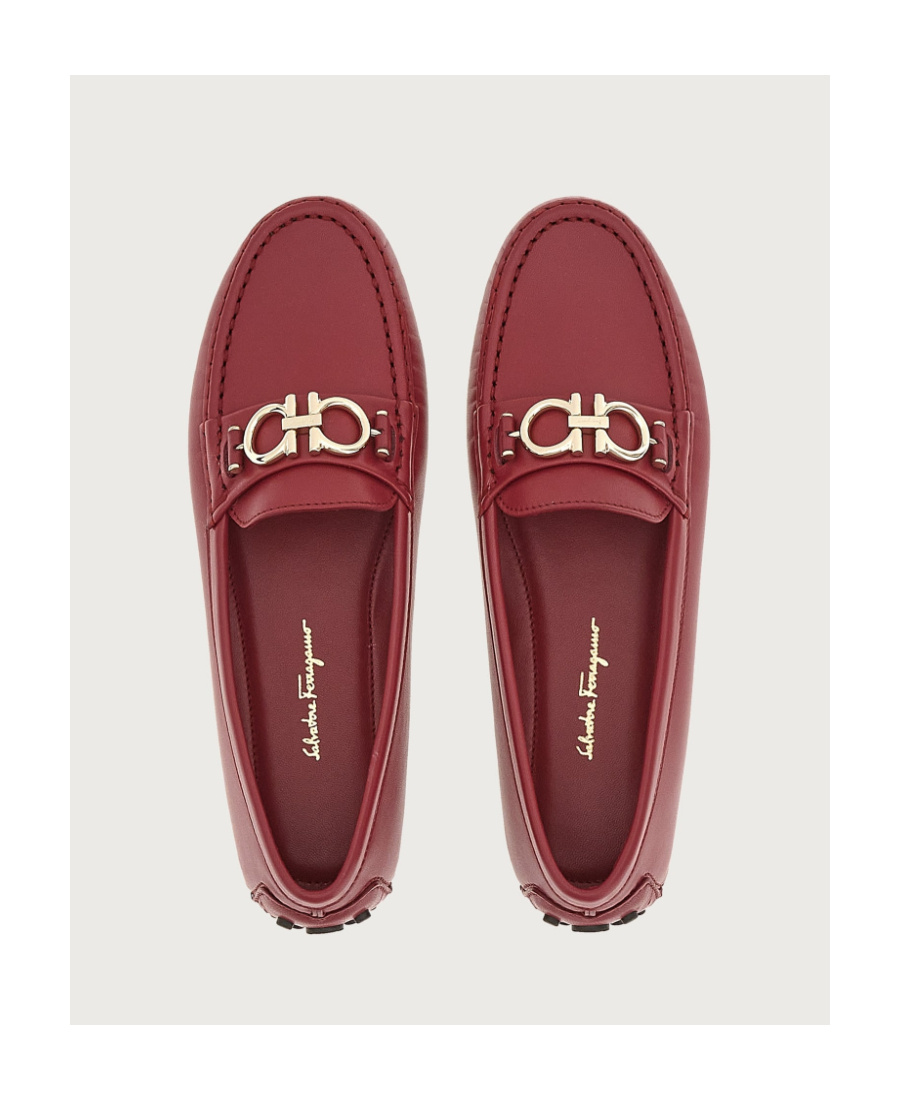 Ferragamo Gancini Driver Loafers In Red