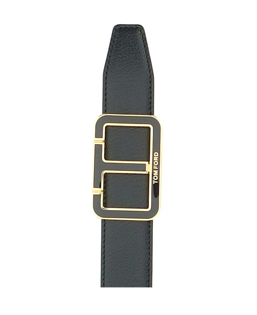 Tom Ford Logo-buckle Leather Belt In Black