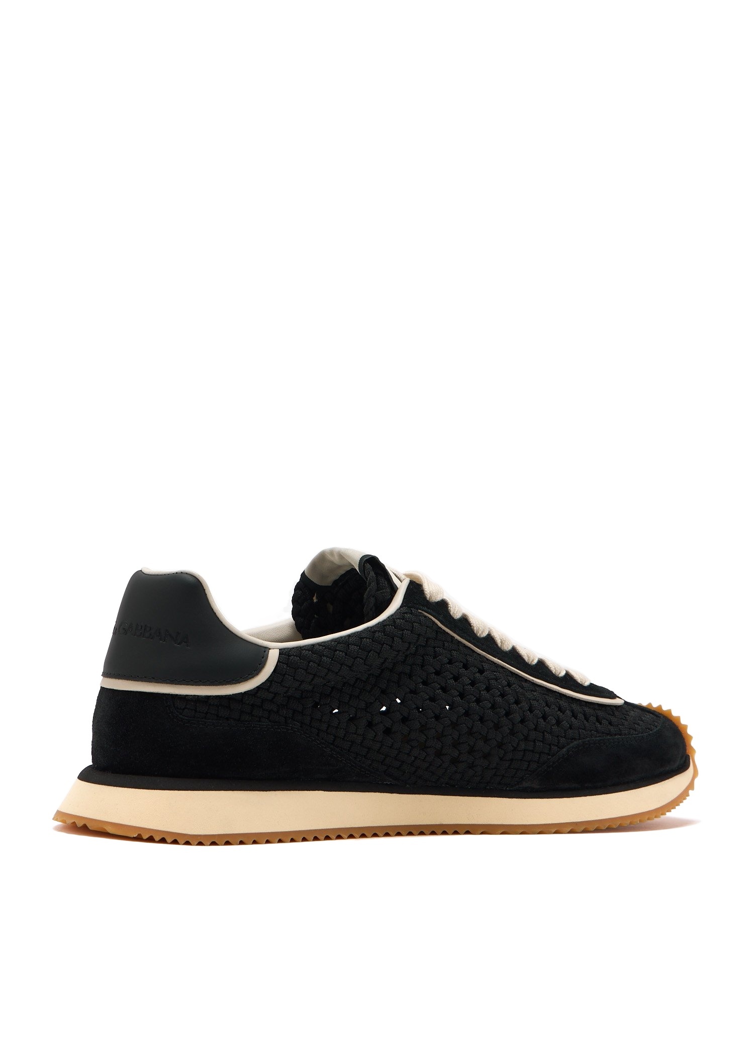 Dolce & Gabbana Dg Cushion Suede And Leather-trimmed Crocheted Sneakers In Black