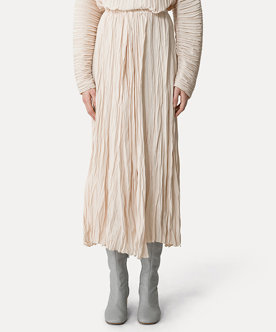 Shop Forte Forte Pleated Crepe Wrap Skirt In White