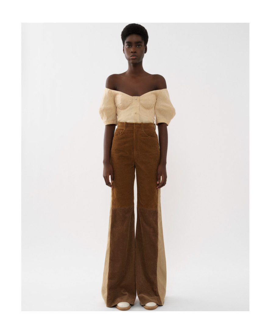 Chloé Triple Brown Retro Flared Corduroy Pants In Brown