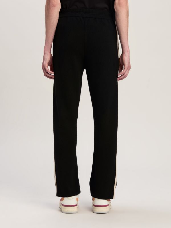 Palm Angels Men's Crochet Side-stripe Track Pants In Black