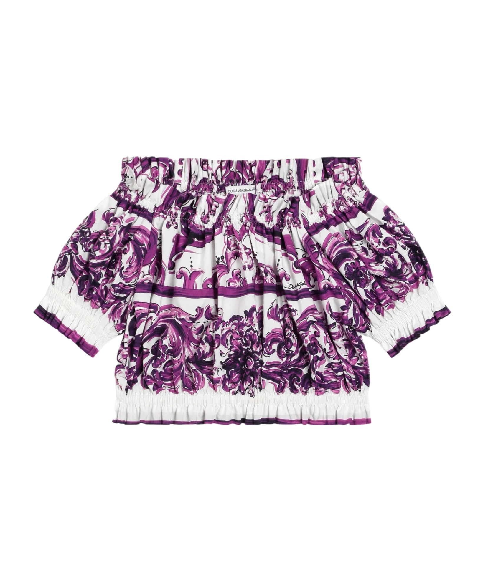 Dolce & Gabbana Majolica-print Cotton Blouse In Purple
