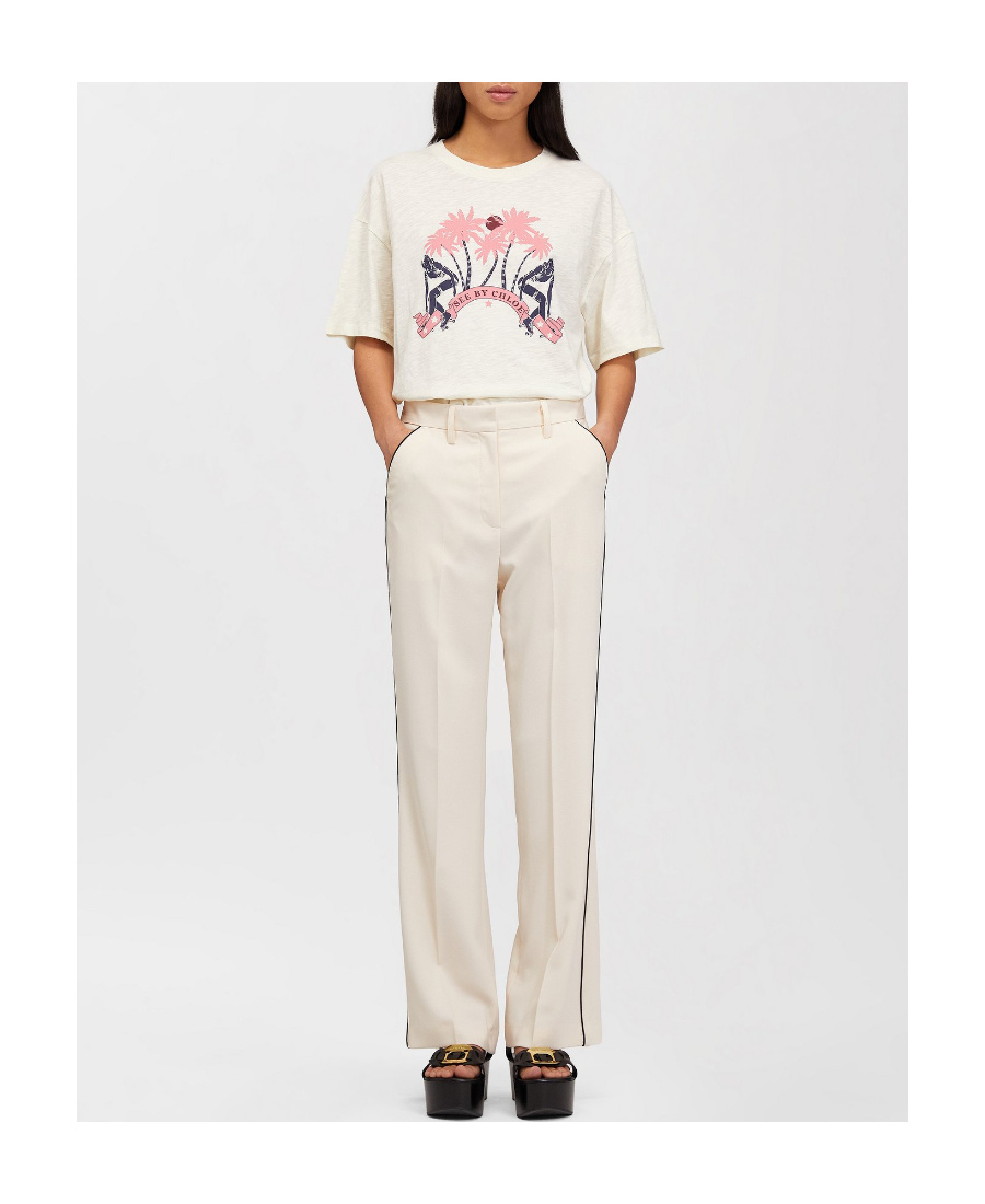 Shop See By Chloé Graphic-print Cotton T-shirt In White