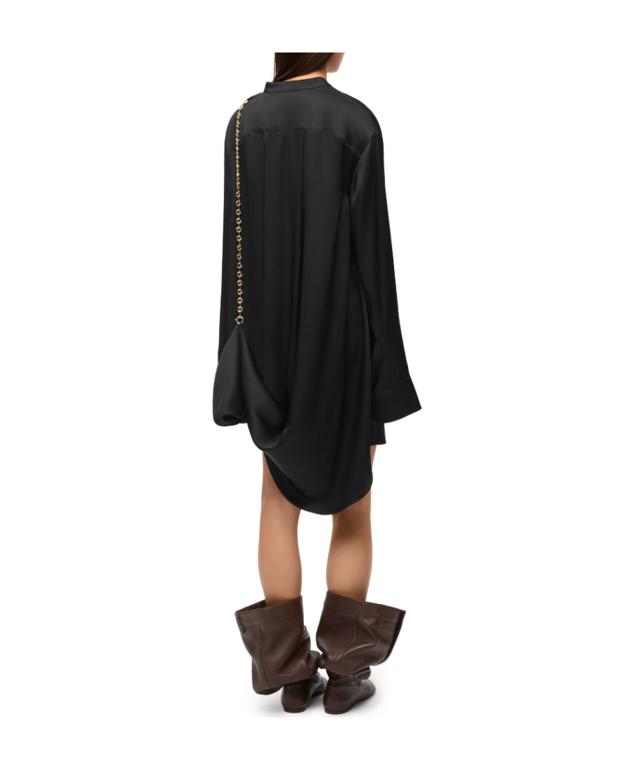 Shop Loewe Chain Shirt Dress In Silk In Black
