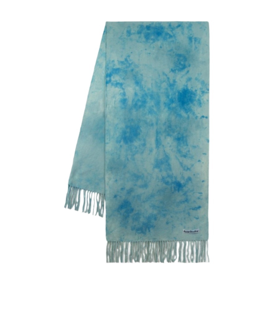Shop Acne Studios Tie-dye Logo Patch Scarf In Blue