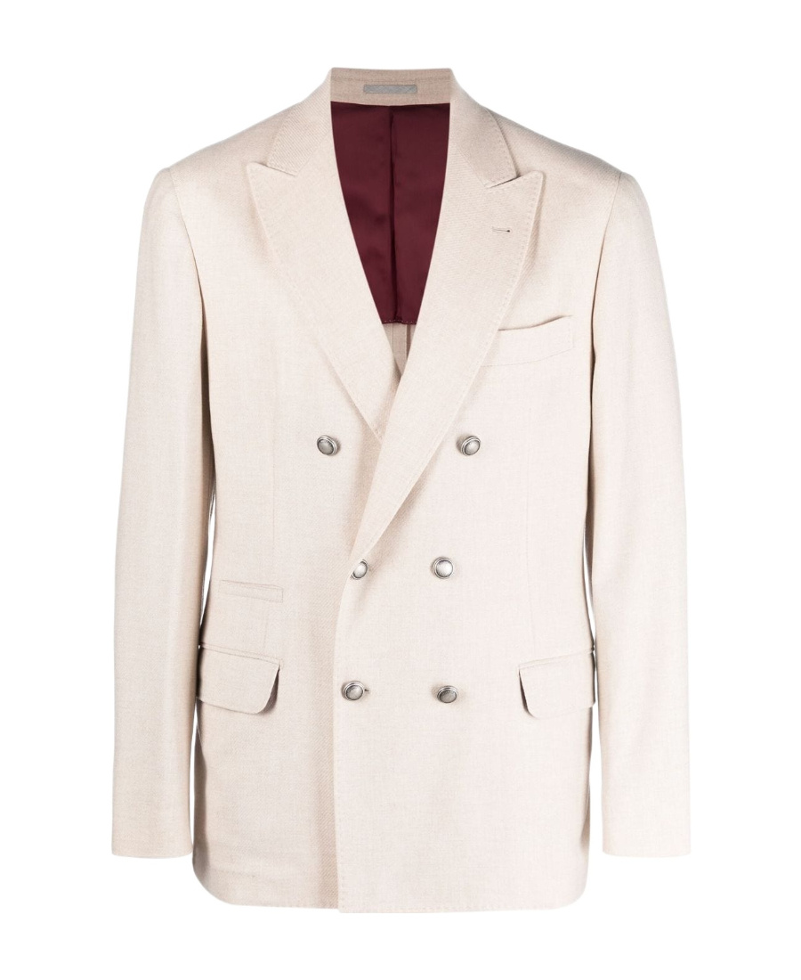 Brunello Cucinelli Double-breasted Cashmere Blazer In White
