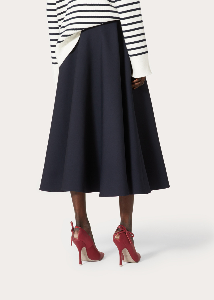 Valentino Crepe Couture Midi Skirt In Blue