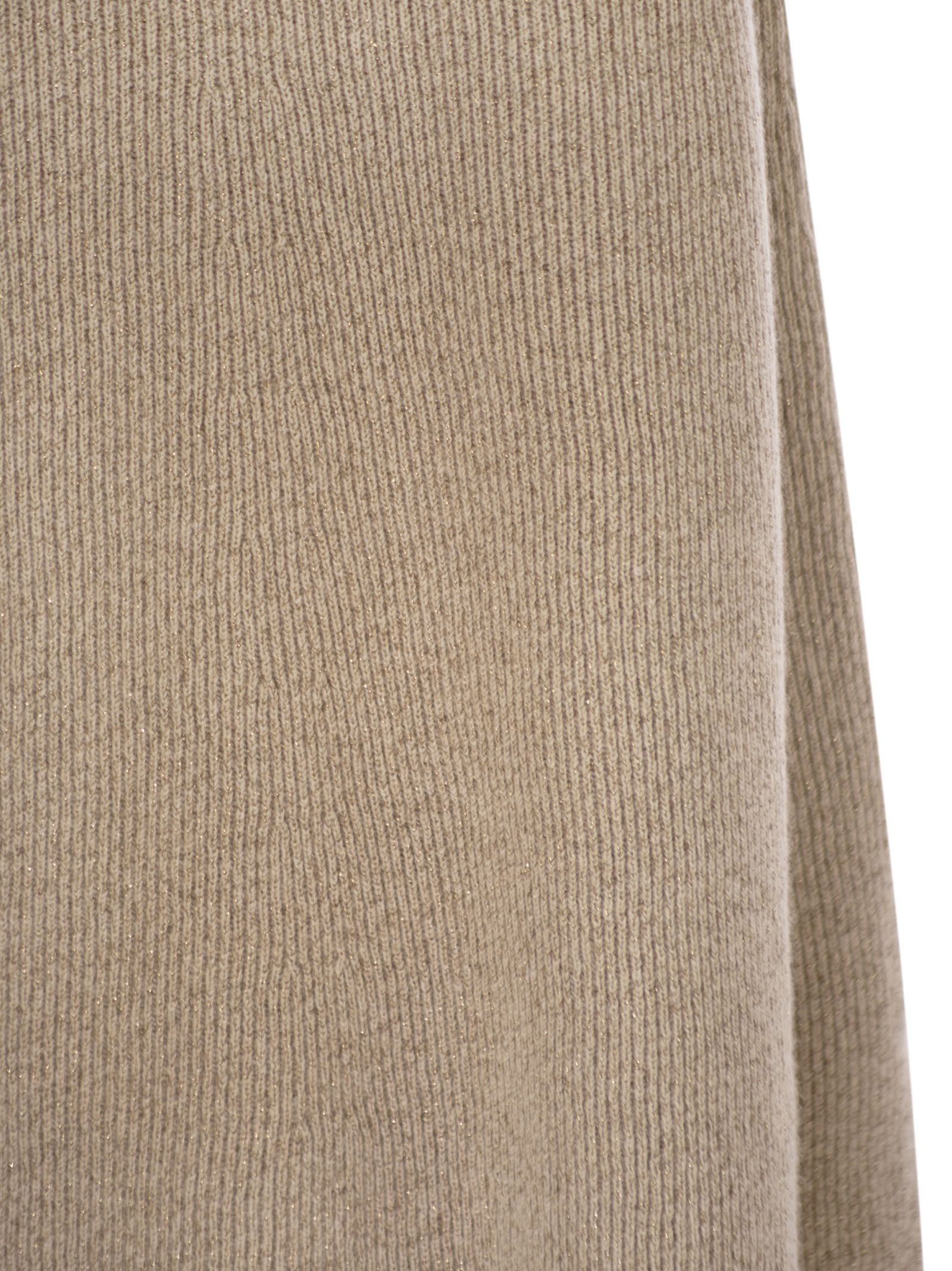 Fabiana Filippi Platinum And Lurex Long Skirt In Brown