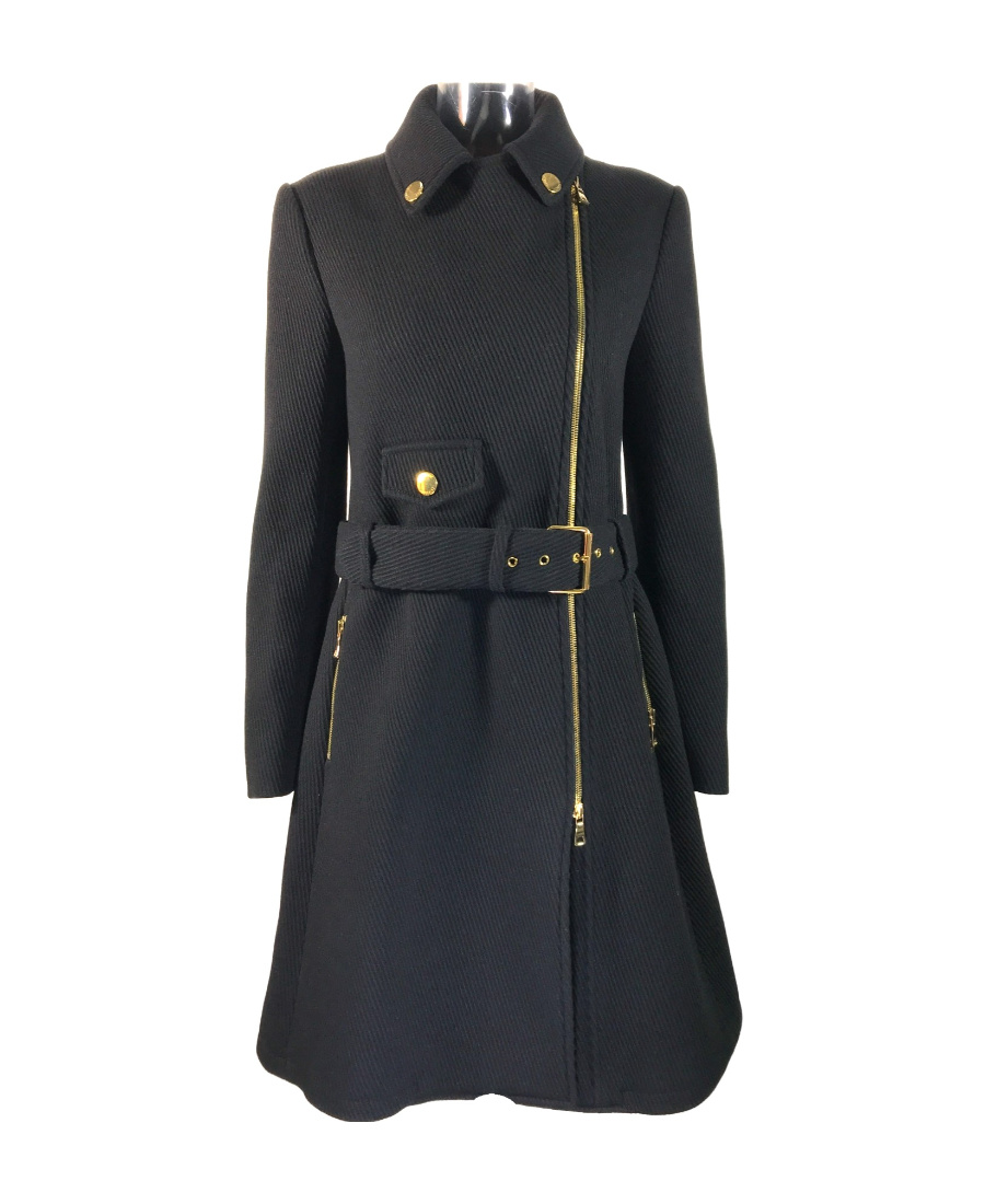 Moschino Oblique Cardigan Zipper Coat In Black