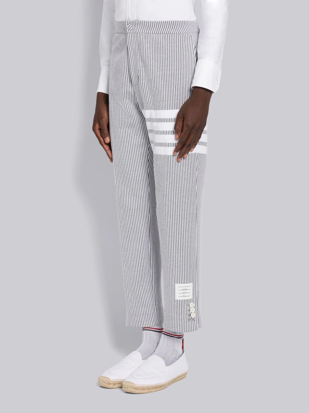 Thom Browne 4-bar Seersucker Tailored Trousers In White