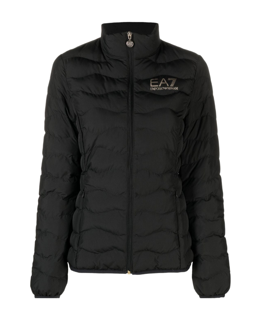Ea7 Logo Down Jacket In Black