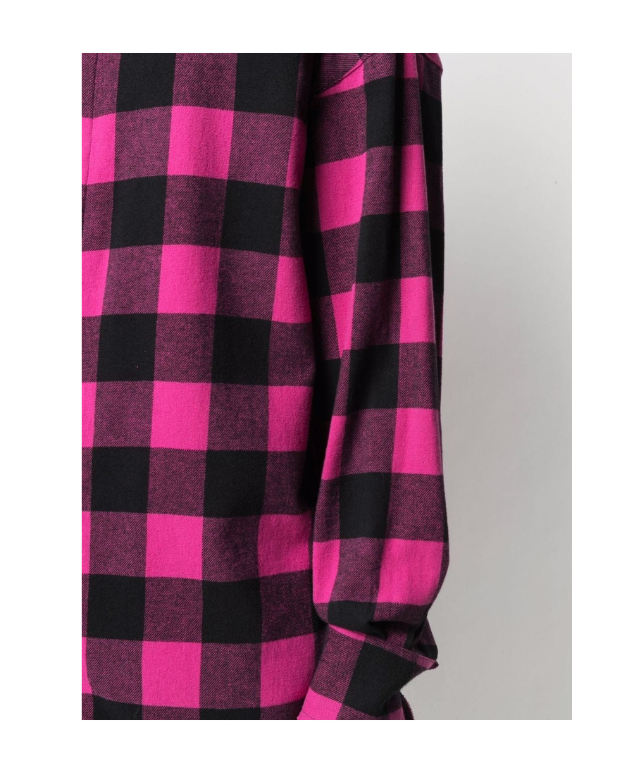 Palm Angels Curved Logo Flannel Overshirt In Red