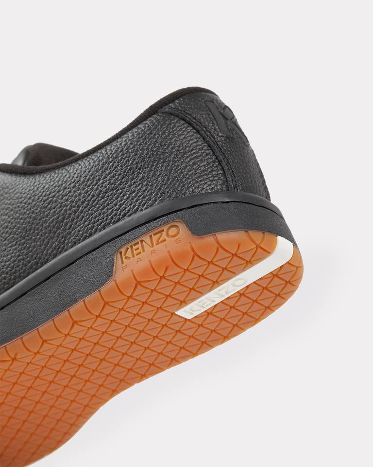 Kenzo Men's Dome Grained Leather Low-top Sneakers In Black