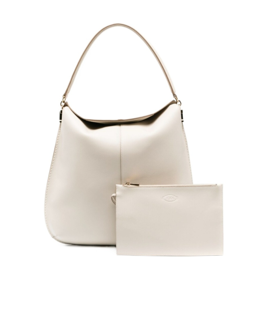 Tod's Small T Case Leather Tote Bag In White