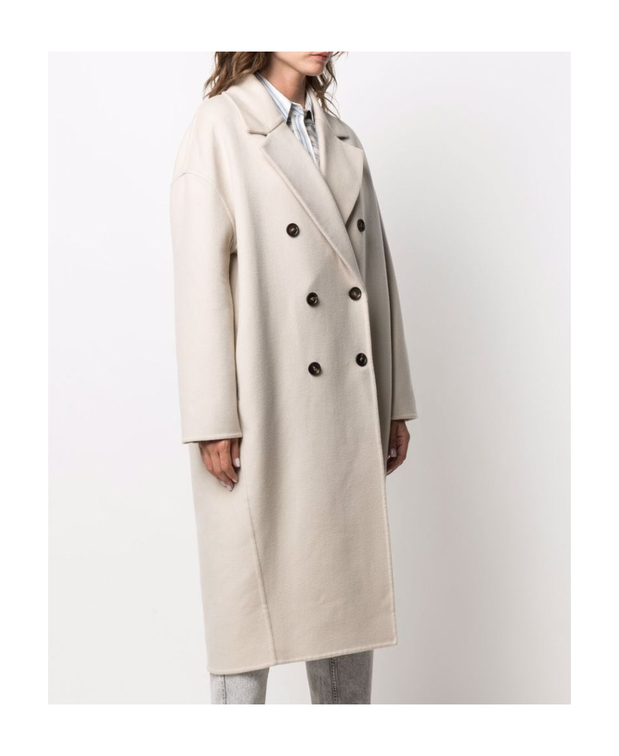 Brunello Cucinelli Double-breasted Cashmere Coat In Nude