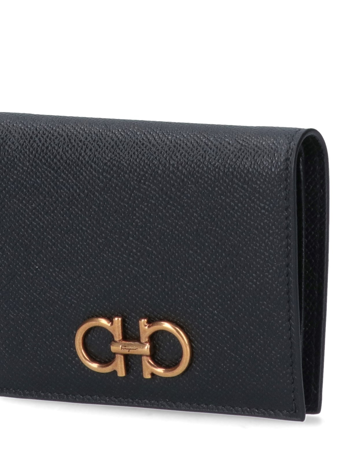 Ferragamo Logo-plaque Leather Wallet In Black