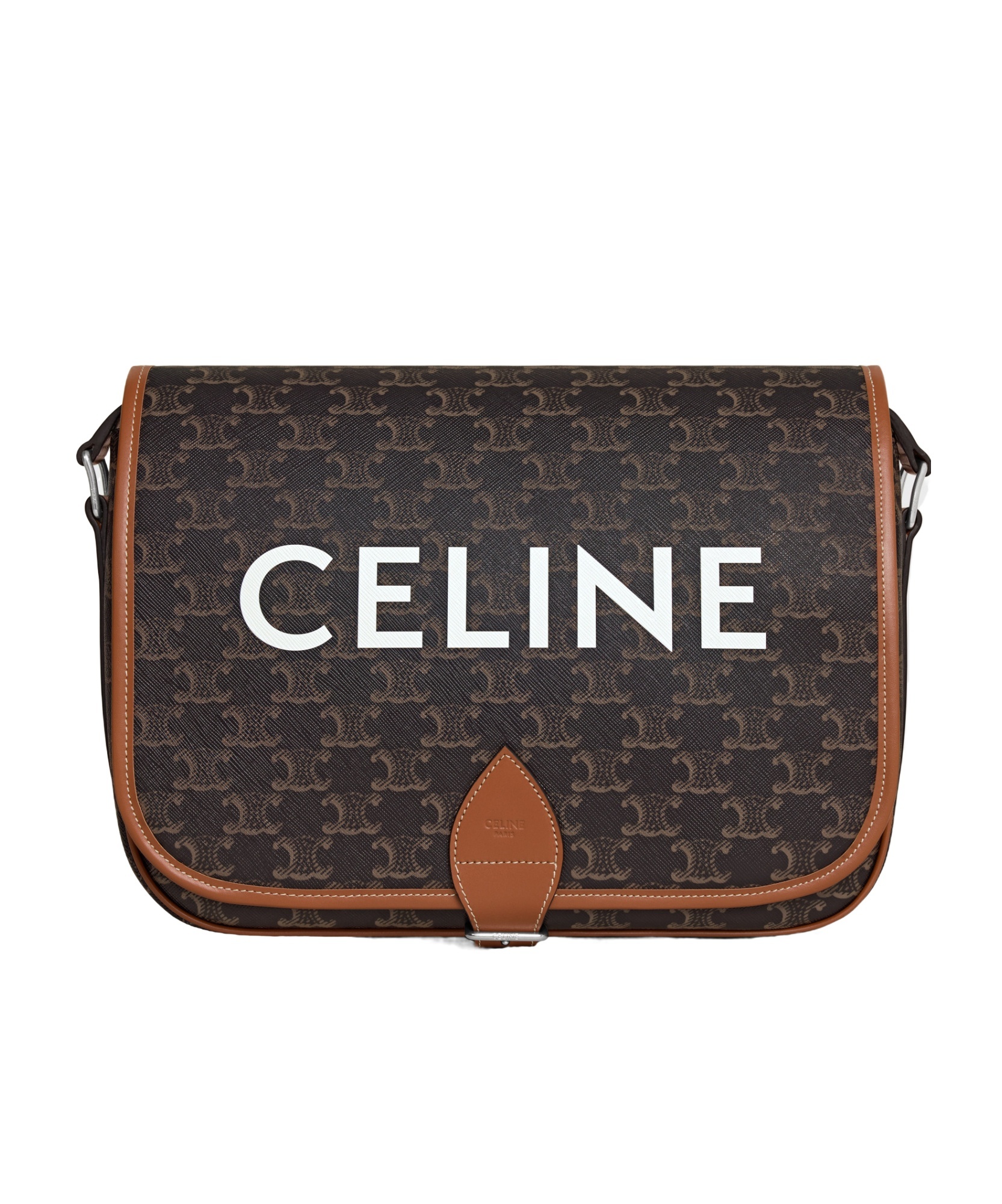 Celine Folco Canvas Mailman Bag In Black