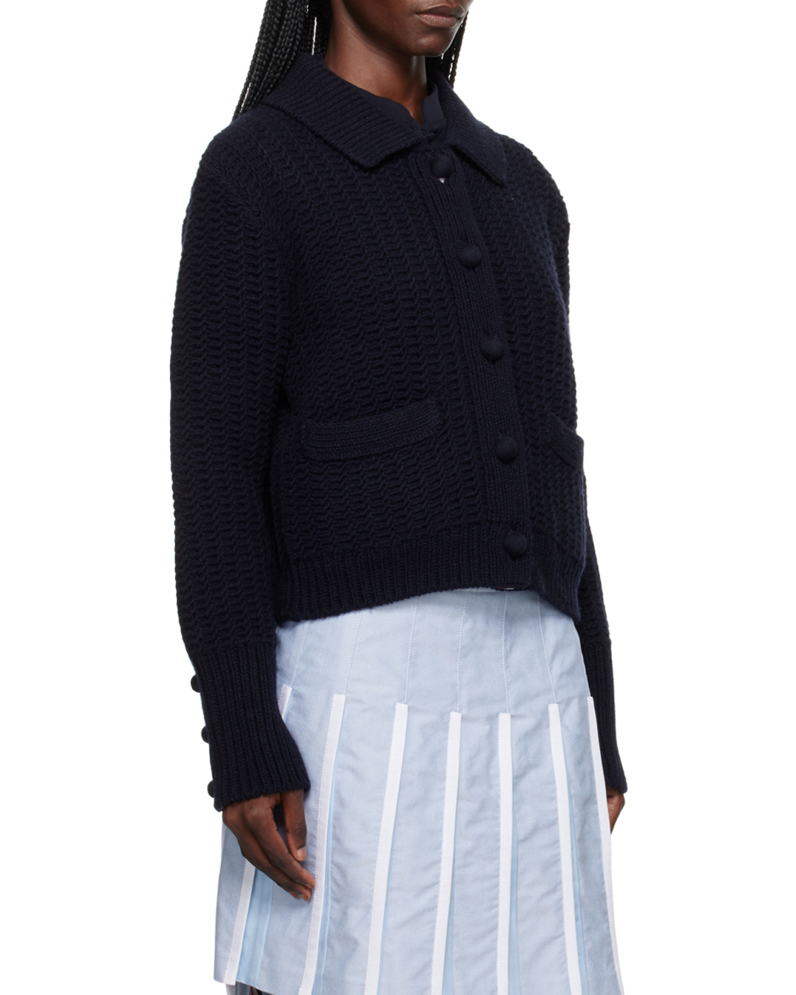 Thom Browne Chunky-knit Merino-wool Cardigan In Navy Blue